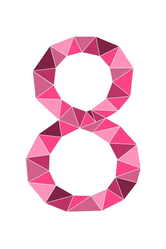 neon rosa numero 8 poligono stile isolato su bianca sfondo. apprendimento numeri, seriale numero, prezzo, posto vettore