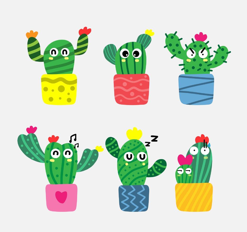 cartone animato cactus imballare vettore