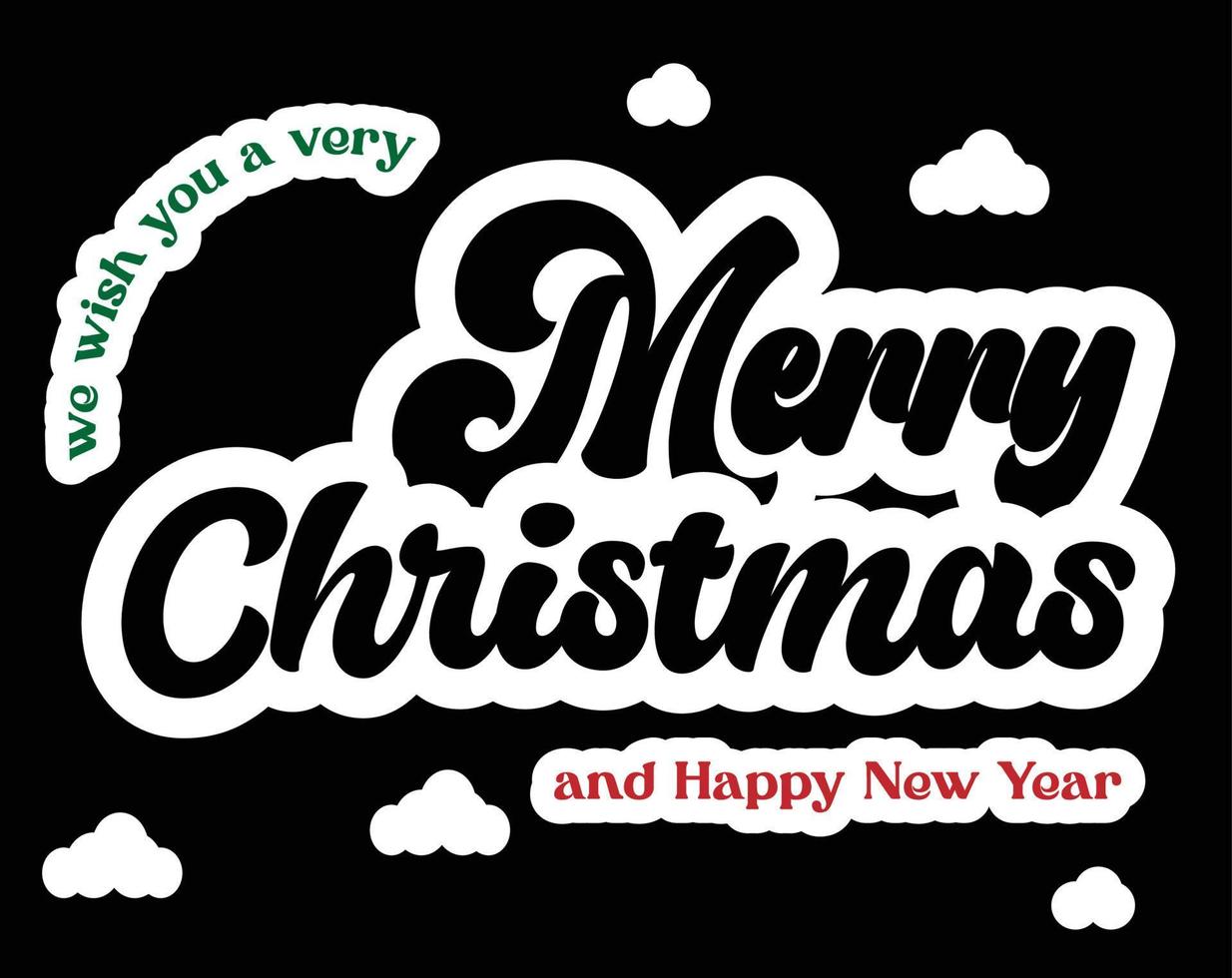 allegro Natale e contento nuovo anno lettering modello. vettore