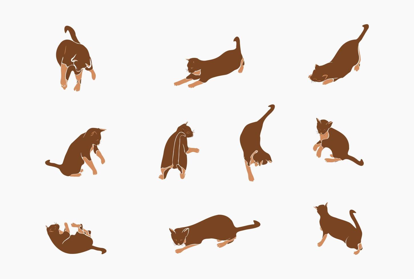 gruppi di Marrone gatto movimento vettore