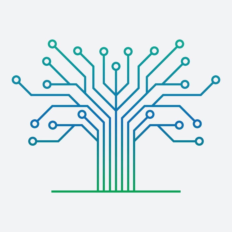 circuito albero Tech logo design. innovativo digitale tecnologia concetto attività commerciale icona. vettore