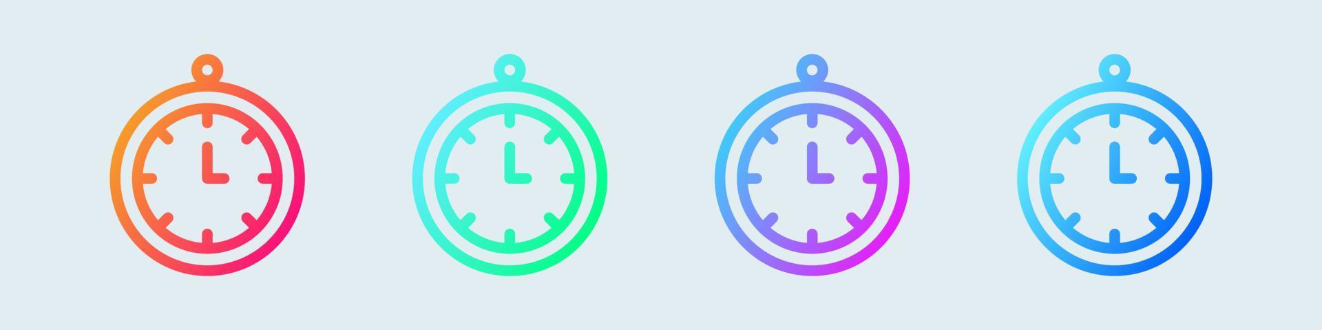 orologio linea icona nel pendenza colori. tempo segni vettore illustrazione