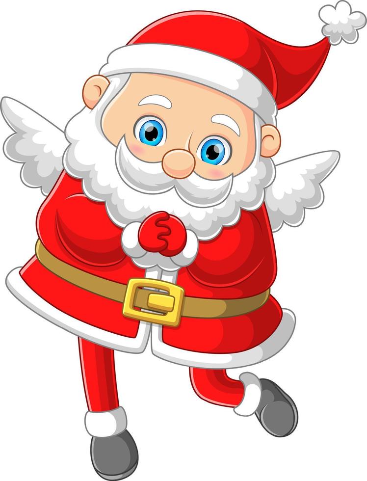 il angelo Santa Claus è guardare il persone festeggiare Natale vettore