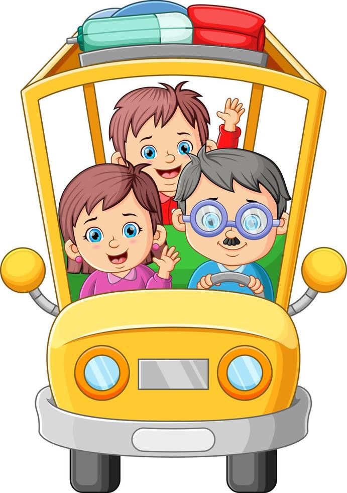 contento famiglia è guida il auto e pronto per in viaggio insieme vettore