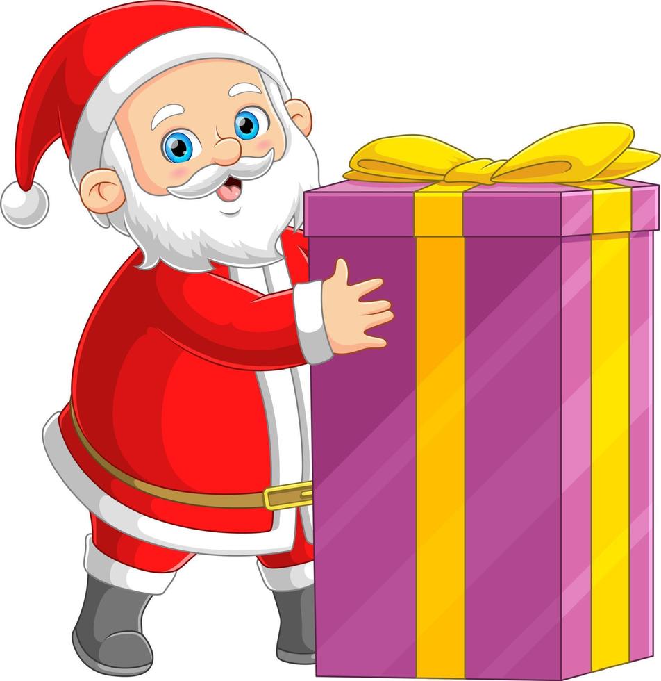 il Santa Claus è andando per prendere un' grande lungo regalo per bambini a Casa vettore