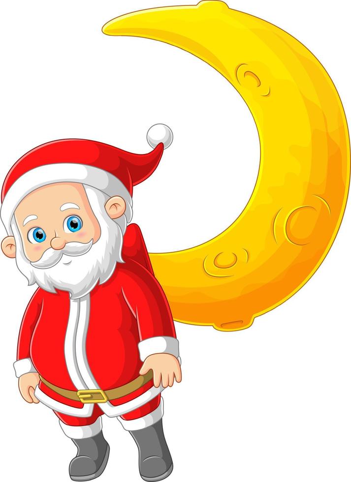 il Santa Claus è incollato a Luna mentre consegna i regali per bambini vettore