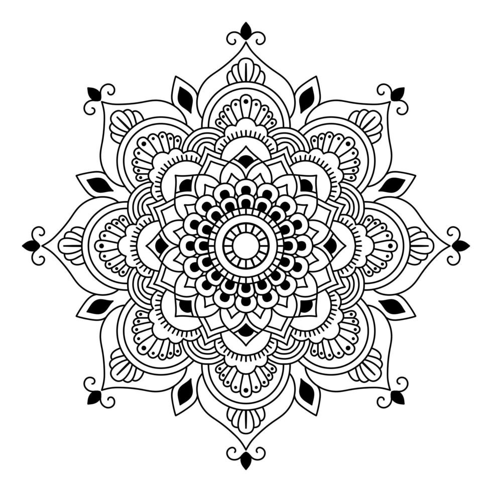 mandala, mandala modello stampino scarabocchi, il giro ornamento modelli per henné, mehndi, tatuaggio, colorazione libro pagina vettore