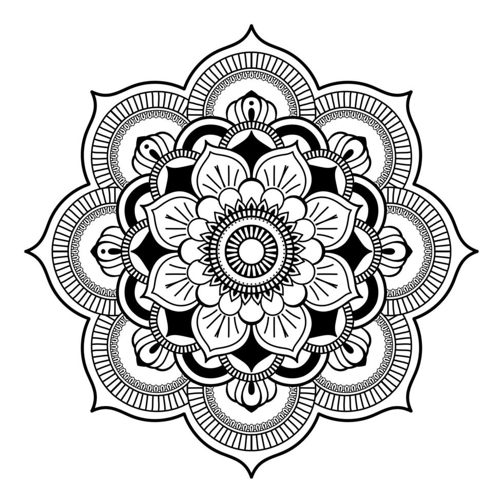 mandala, mandala modello stampino scarabocchi, il giro ornamento modelli per henné, mehndi, tatuaggio, colorazione libro pagina vettore