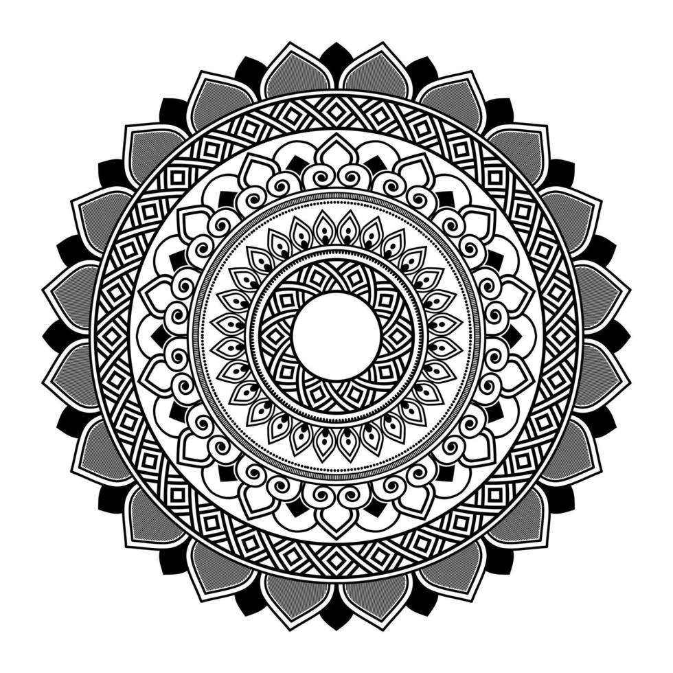 mandala, mandala modello stampino scarabocchi, il giro ornamento modelli per henné, mehndi, tatuaggio, colorazione libro pagina vettore