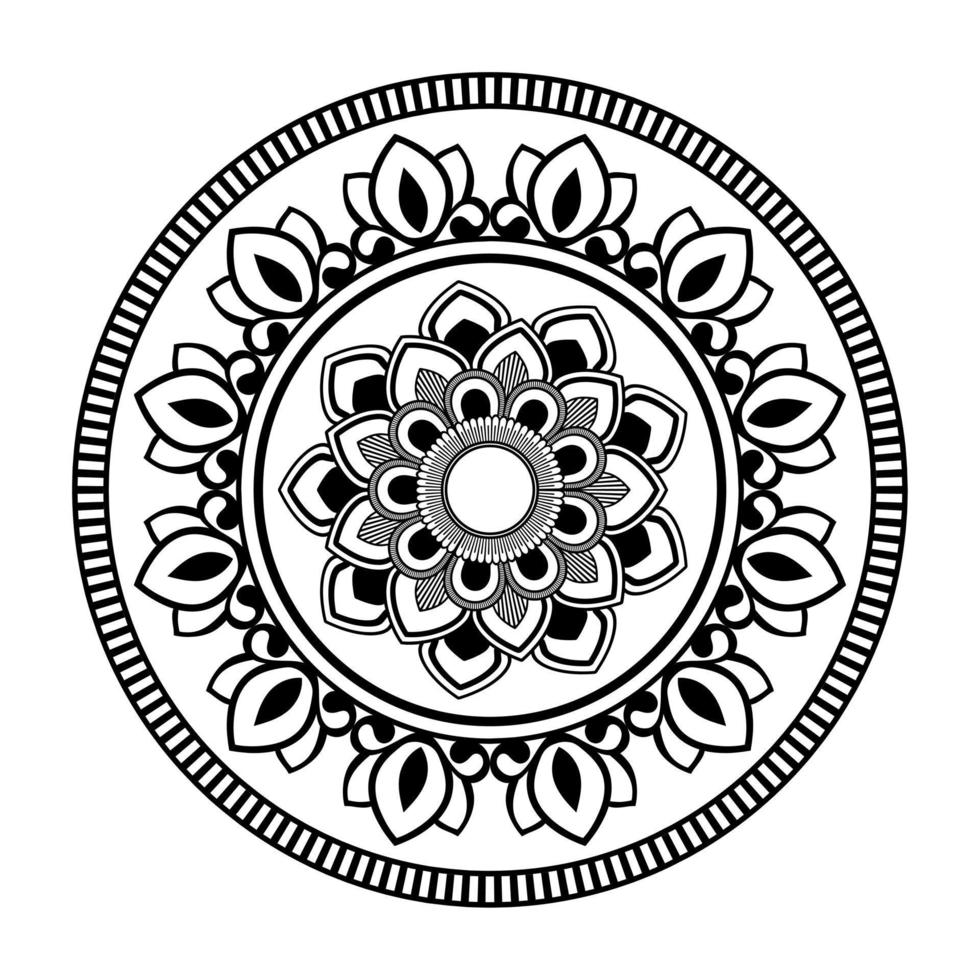 mandala, mandala modello stampino scarabocchi, il giro ornamento modelli per henné, mehndi, tatuaggio, colorazione libro pagina vettore