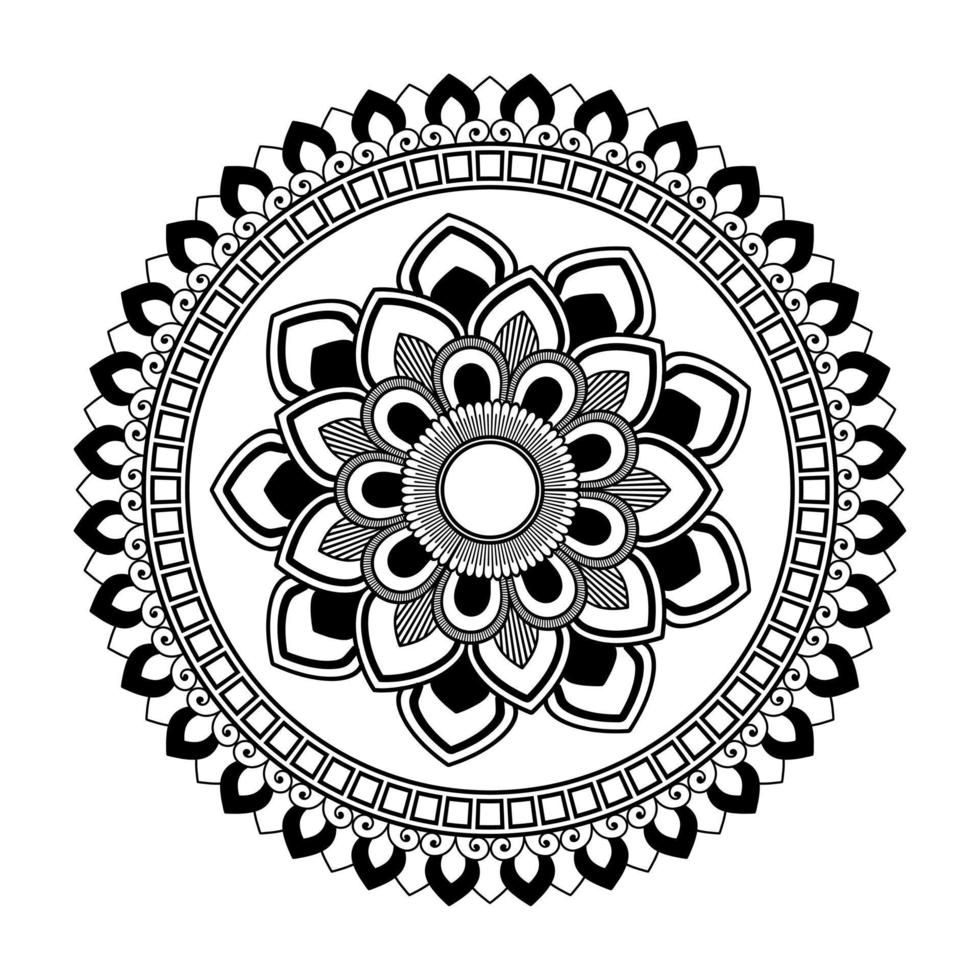 mandala, mandala modello stampino scarabocchi, il giro ornamento modelli per henné, mehndi, tatuaggio, colorazione libro pagina vettore