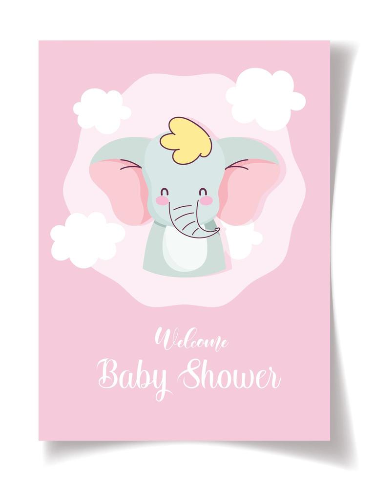 baby shower con grazioso design a elefante vettore