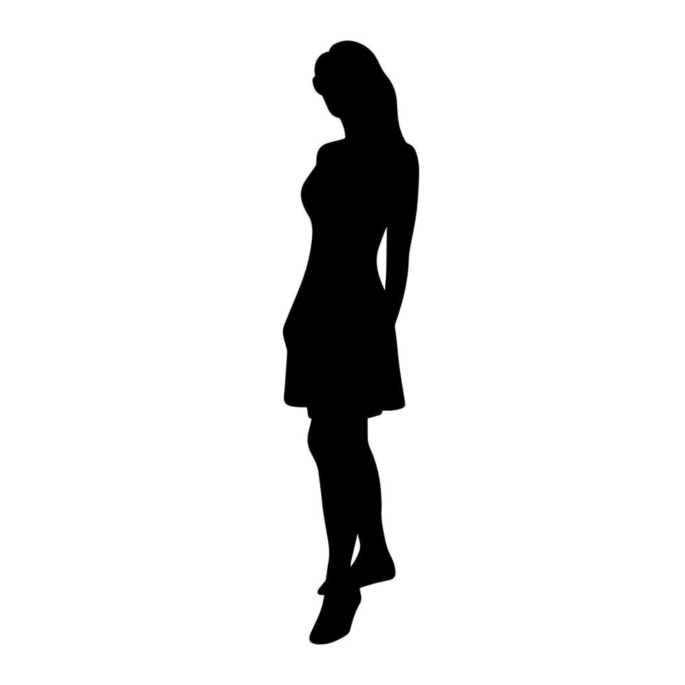 snello bellissimo ragazza sta nero silhouette vettore