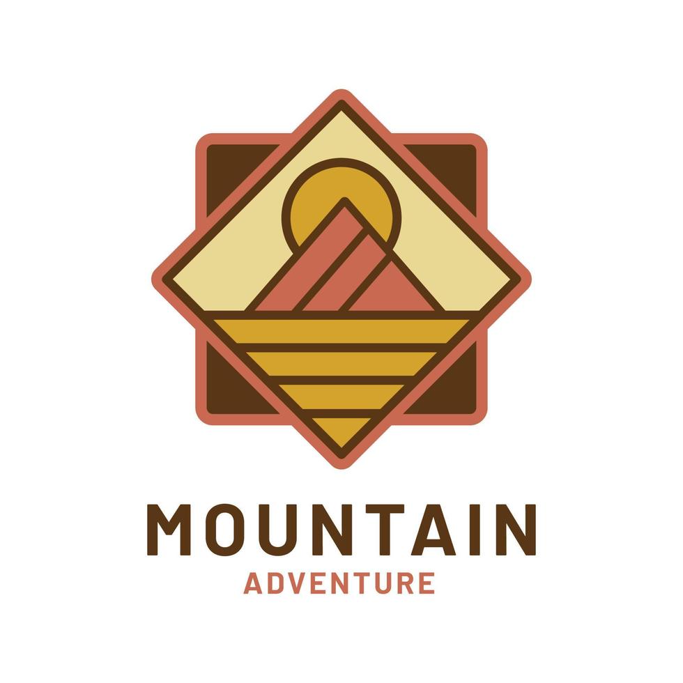 Vintage ▾ avventura montagna natura logo distintivo vettore illustrazione, grande per design distintivo adesivi e magliette