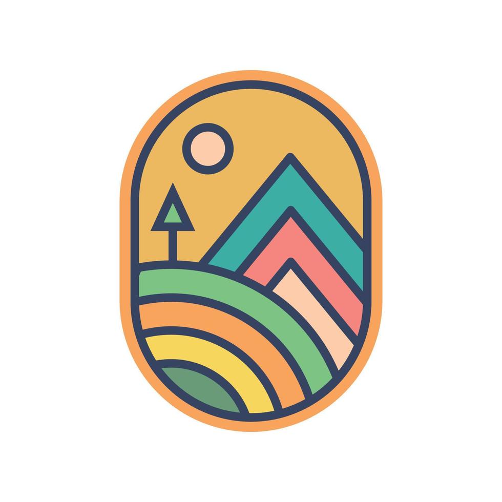 astratto tramonto spiaggia montagna logo distintivo design. logo design icona vettore illustrazione