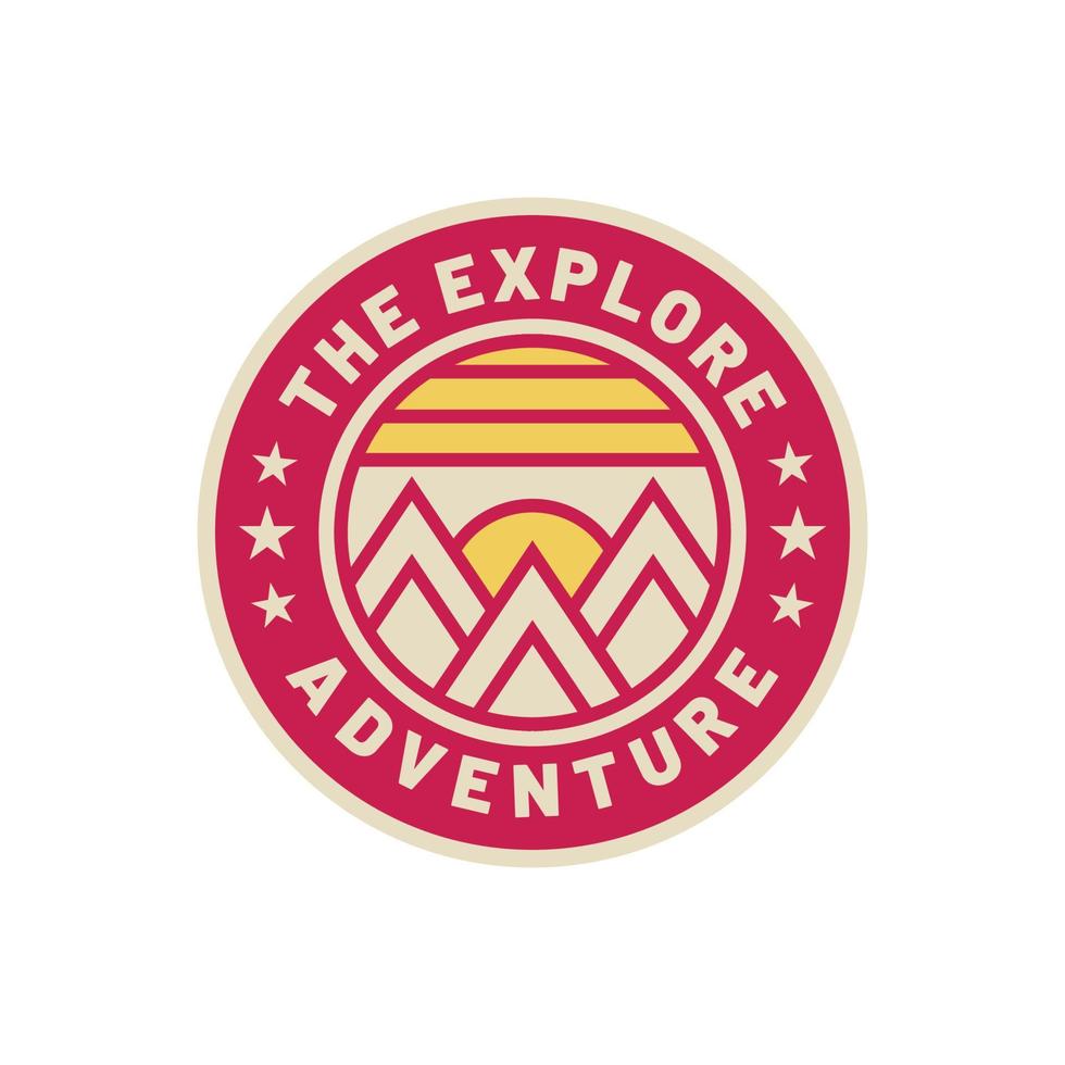Vintage ▾ avventura montagna natura logo distintivo vettore illustrazione, grande per design distintivo adesivi e magliette
