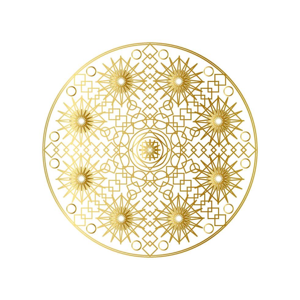 illustrazione vettoriale di contorno di mandala geometrica astratta dorata