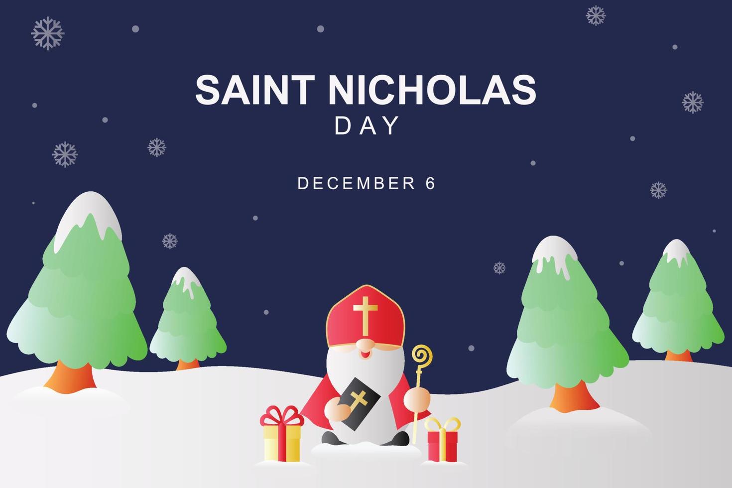 contento santo Nicholas giorno sfondo. design con pendenza cartone animato. vettore