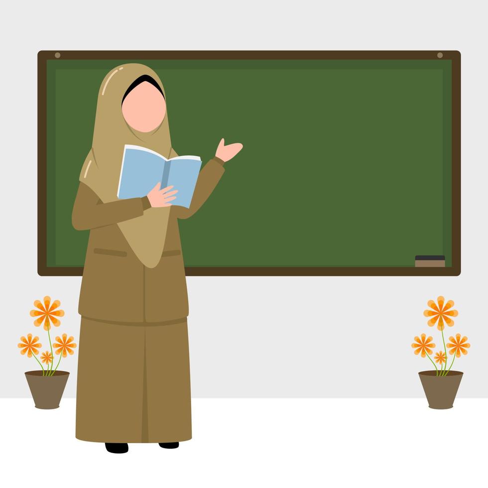 mano disegnato illustrazione di musulmano insegnante vettore