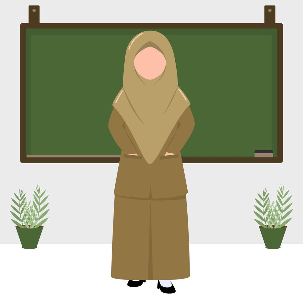 mano disegnato illustrazione di musulmano insegnante vettore