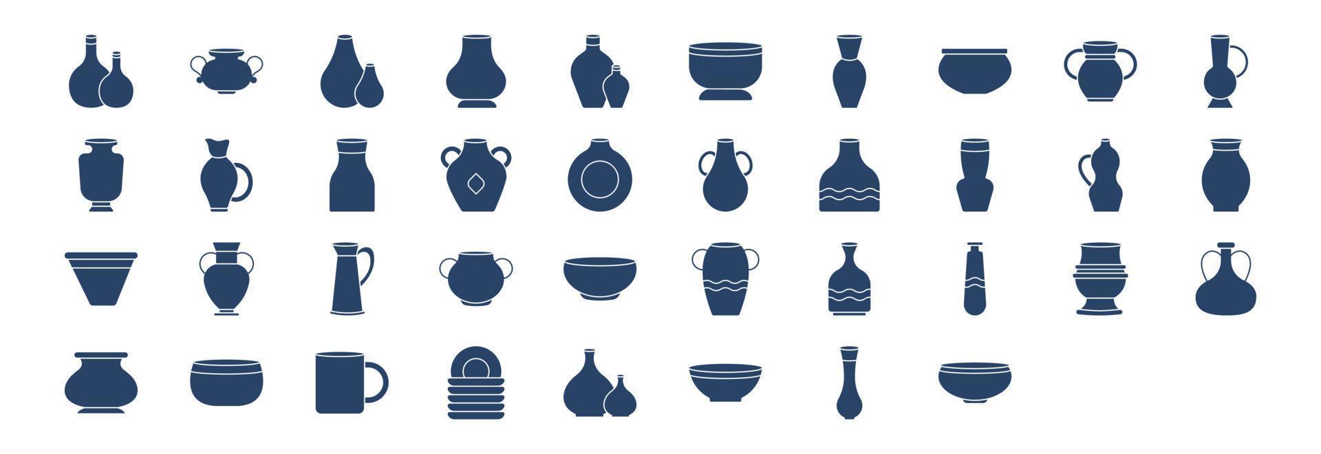 collezione di icone relazionato per pentole, Compreso icone piace tazza, brocca e di più. vettore illustrazioni, pixel Perfetto impostato