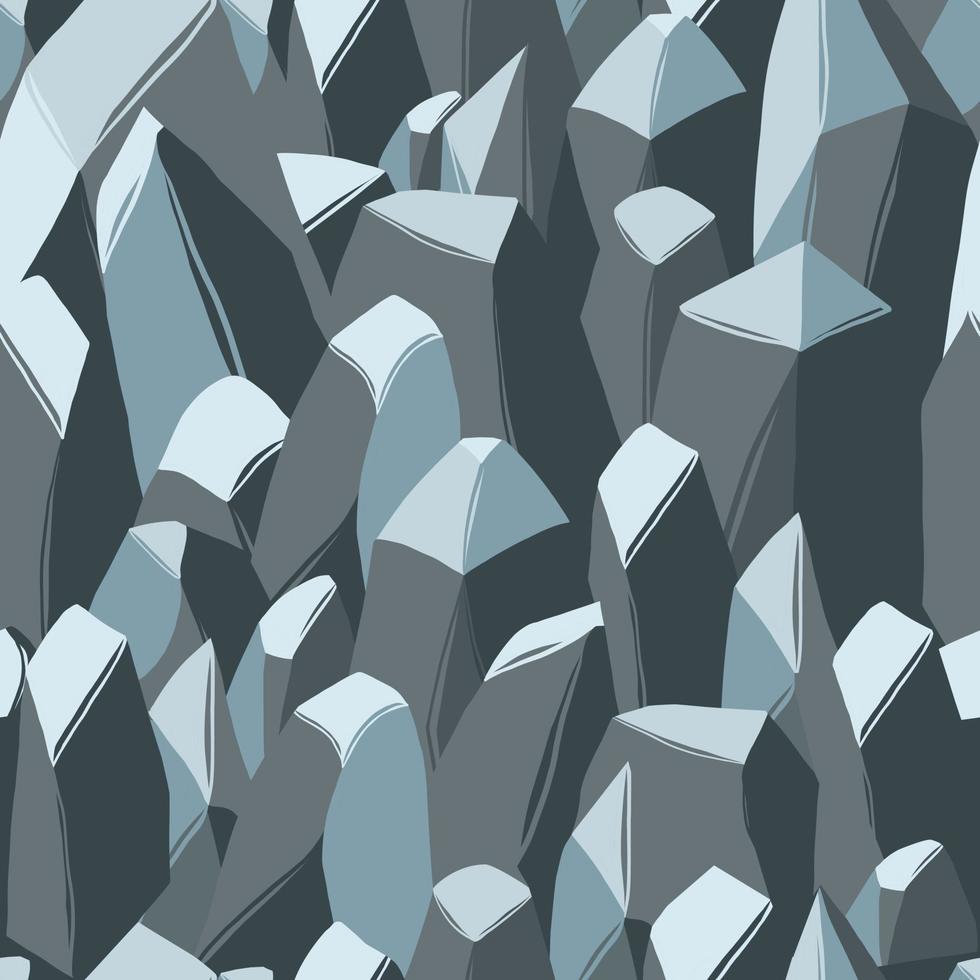 pietra montagne scogliere senza soluzione di continuità modello. roccioso paesaggio sfondo. vettore illustrazione