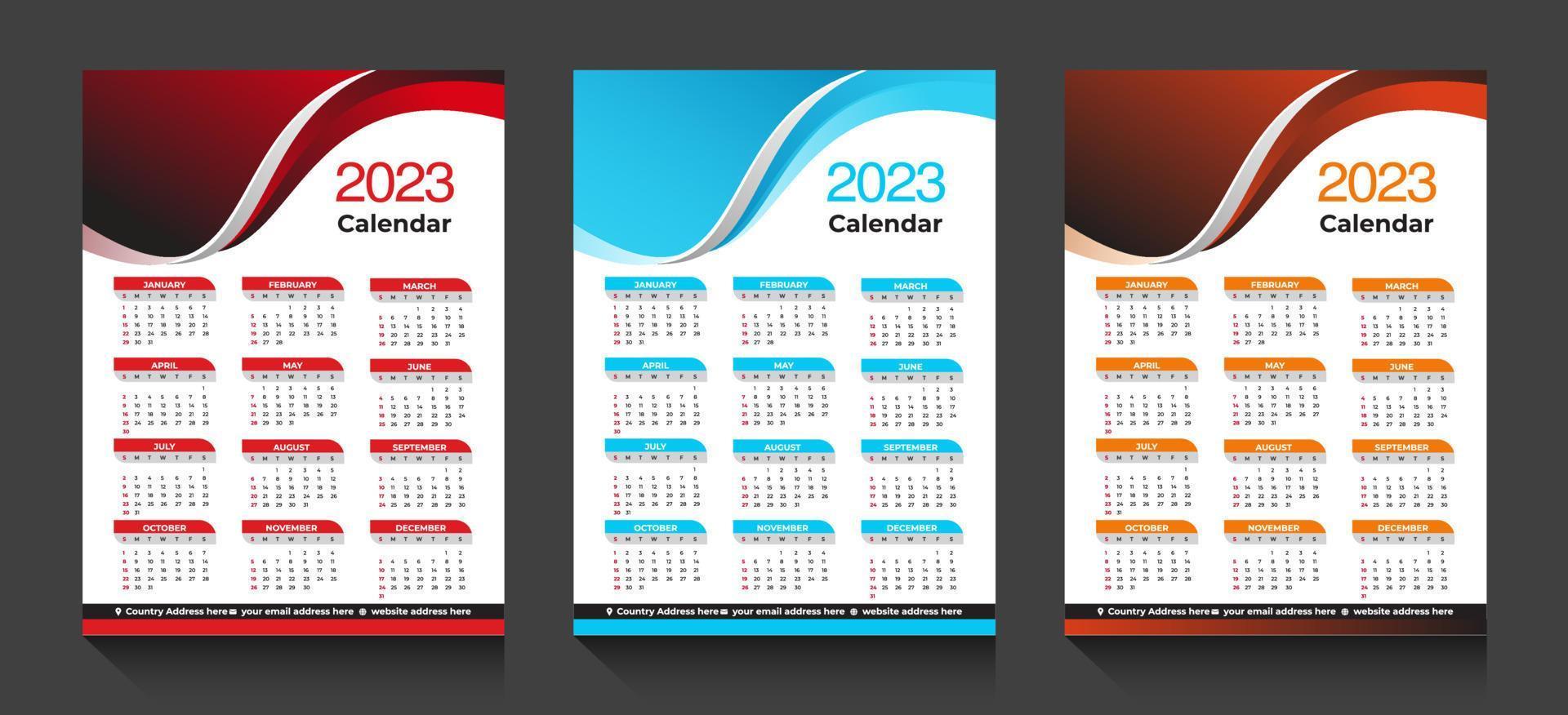 2023 nuovo anno calendario design con elegante geometrico modello vettore