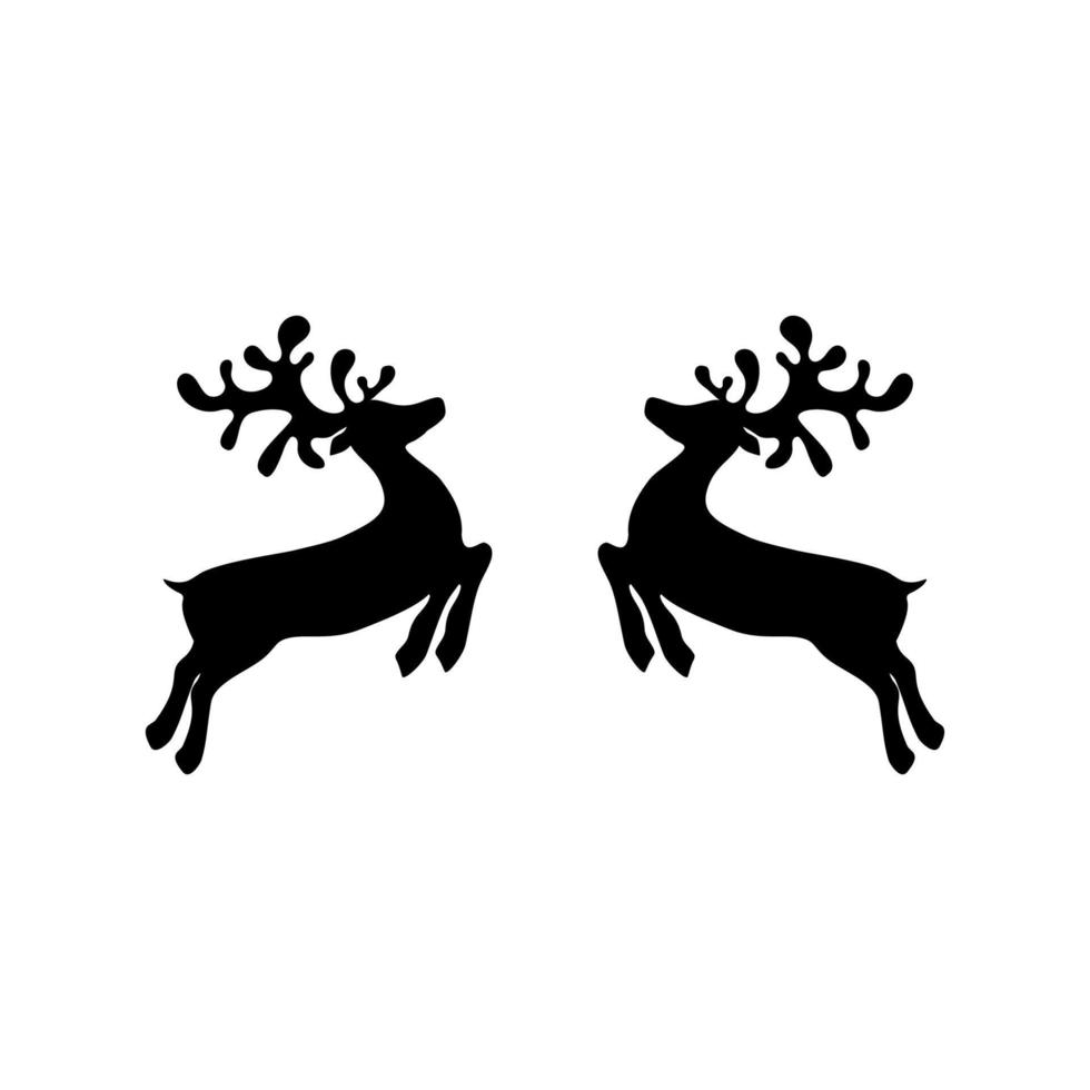 Due renne saltare per ogni altro con stelle isolato su bianca vettore