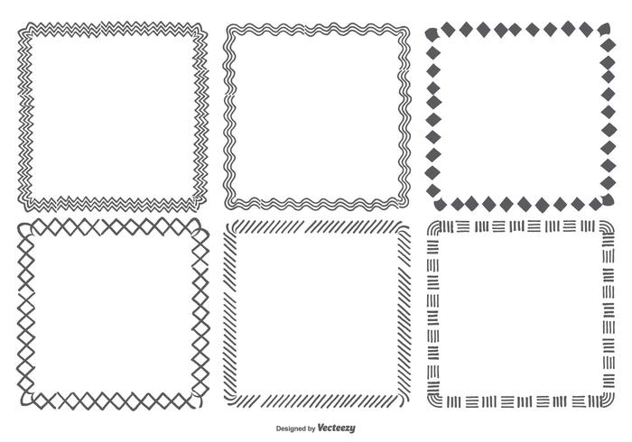 Collezione di cornici quadrate disegnati a mano vettore