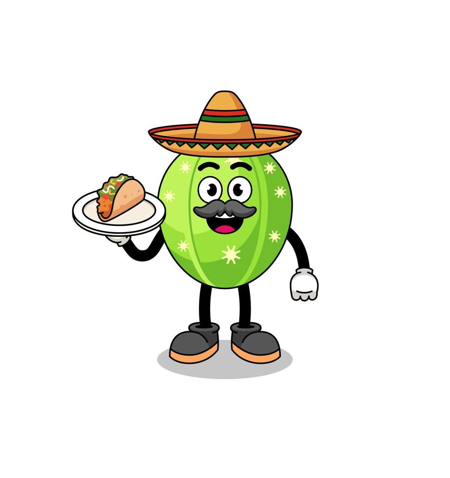 personaggio cartone animato di cactus come un' messicano capocuoco vettore