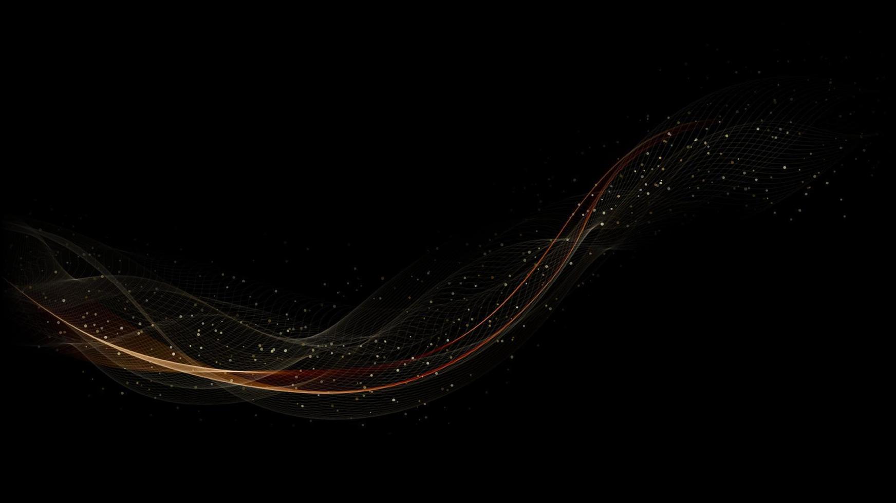 astratto d'oro ondulato Linee elementi con oro luccichio isolato su nero sfondo lusso stile vettore