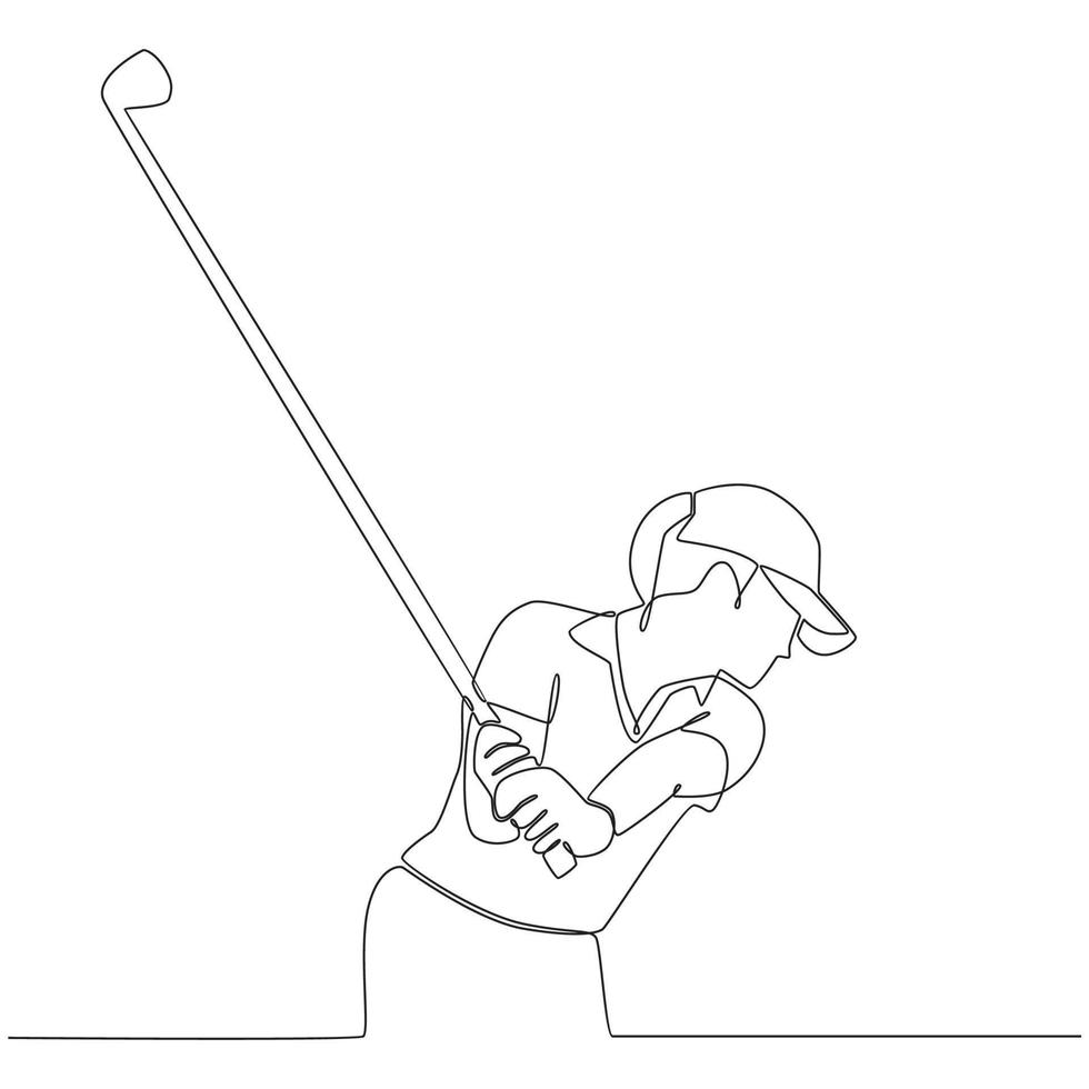 golf giocatore continuo linea disegno vettore linea arte illustrazione