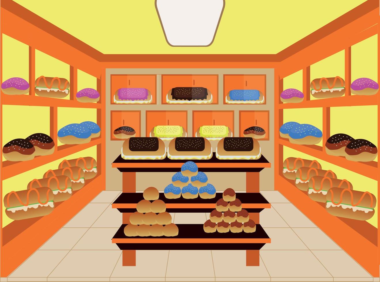 impostato di pane nel il negozio, vettore illustrazione