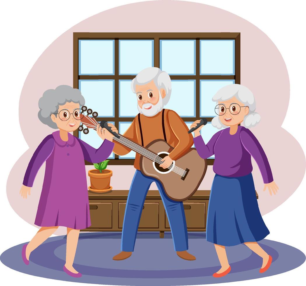 anziano persone giocando musica vettore