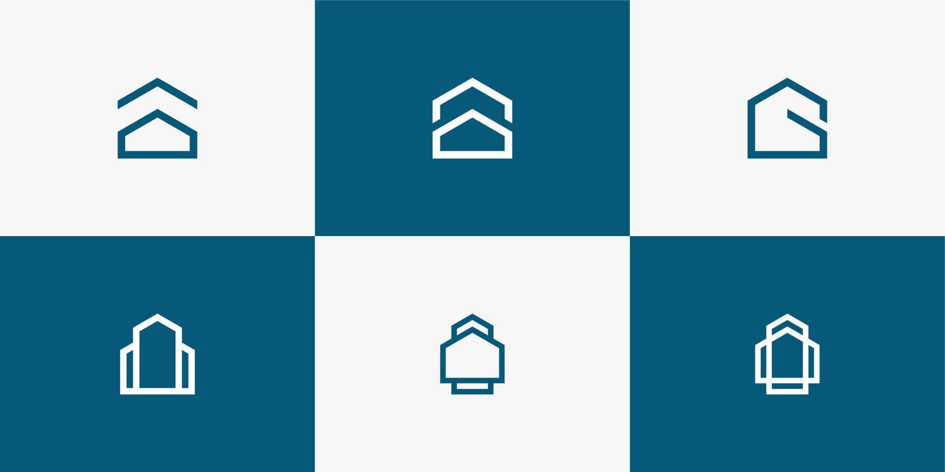 impostato di monogramma le case edificio icona logo modello vettore