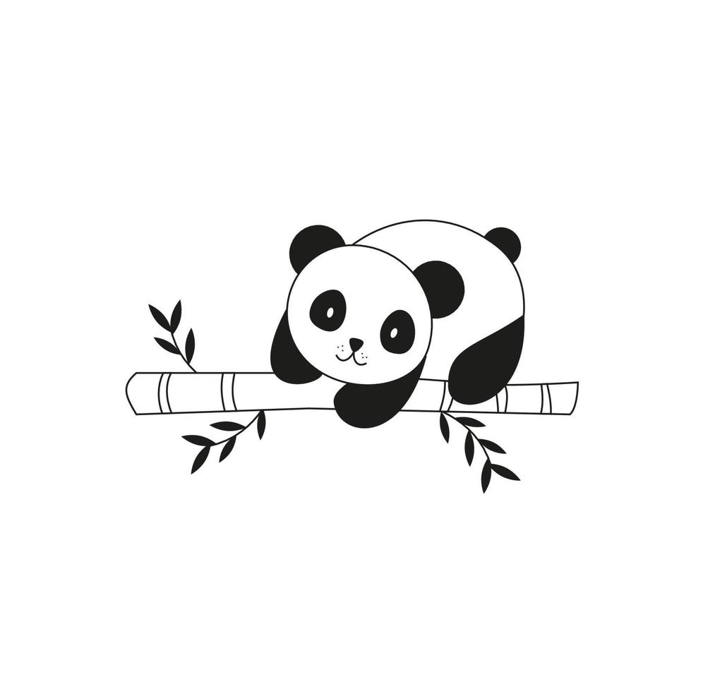 carino panda mangiare bambù cartone animato vettore icona illustrazione. animale icona concetto isolato premio vettore. piatto cartone animato stile