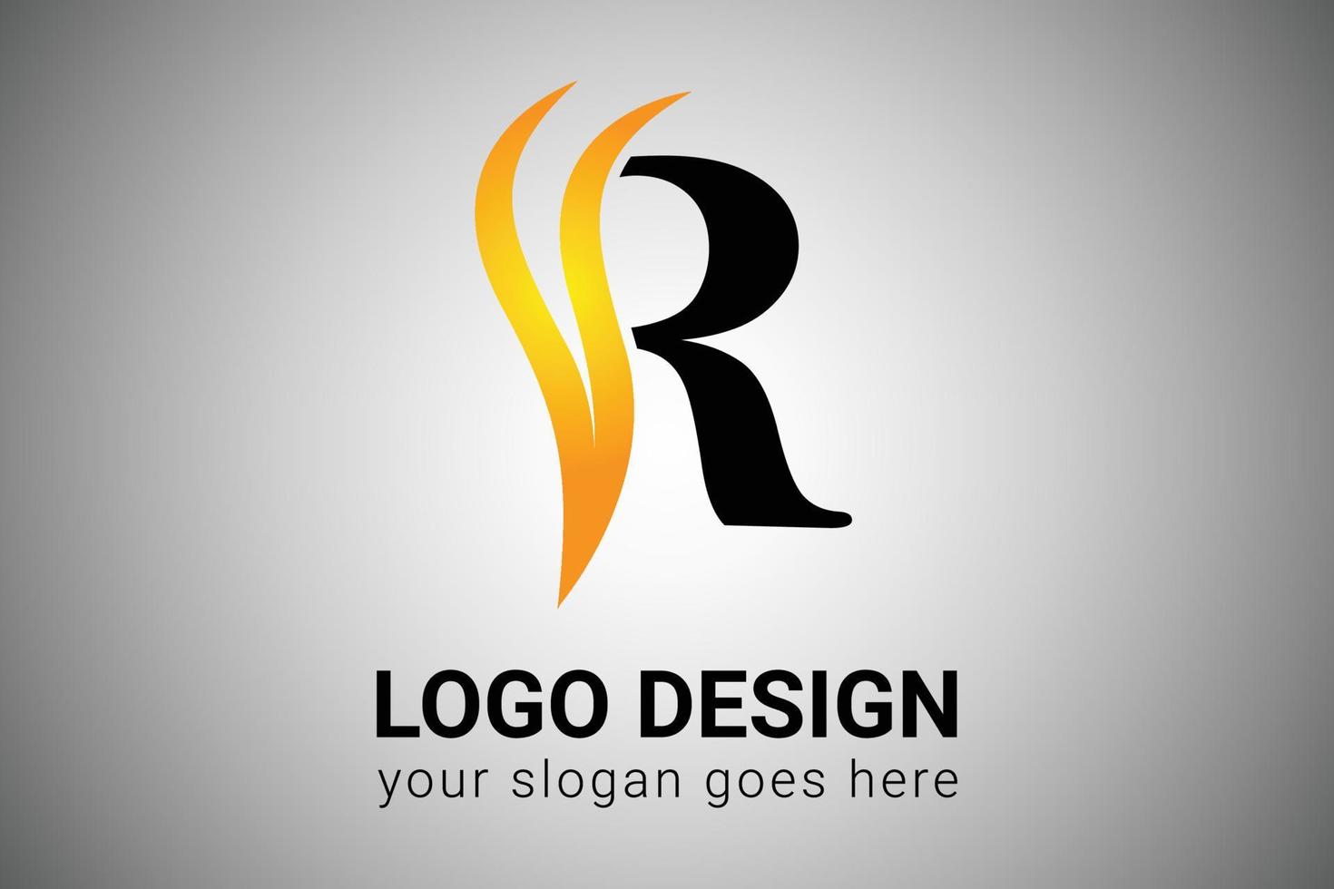lettera r logo design con giallo e arancia elegante minimalista ala. creativo r lettera swoosh icona vettore illustrazione. r lettera logo design con fuoco fiamme e arancia swoosh vettore illustrazione.