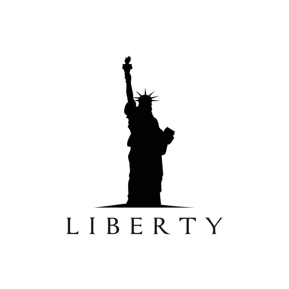 libertà statua silhouette logo design vettore illustrazione