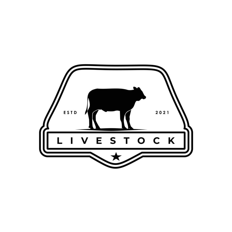bestiame mucca Manzo Toro bestiame azienda agricola logo distintivo design vettore illustrazione