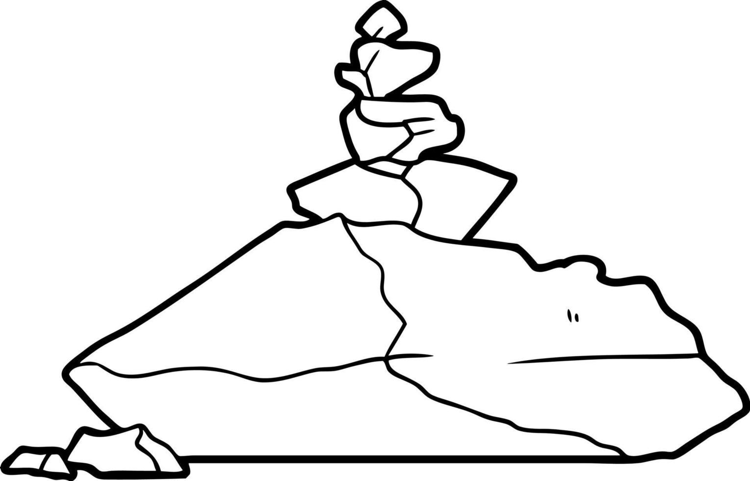 linea disegno cartone animato pila di rocce vettore