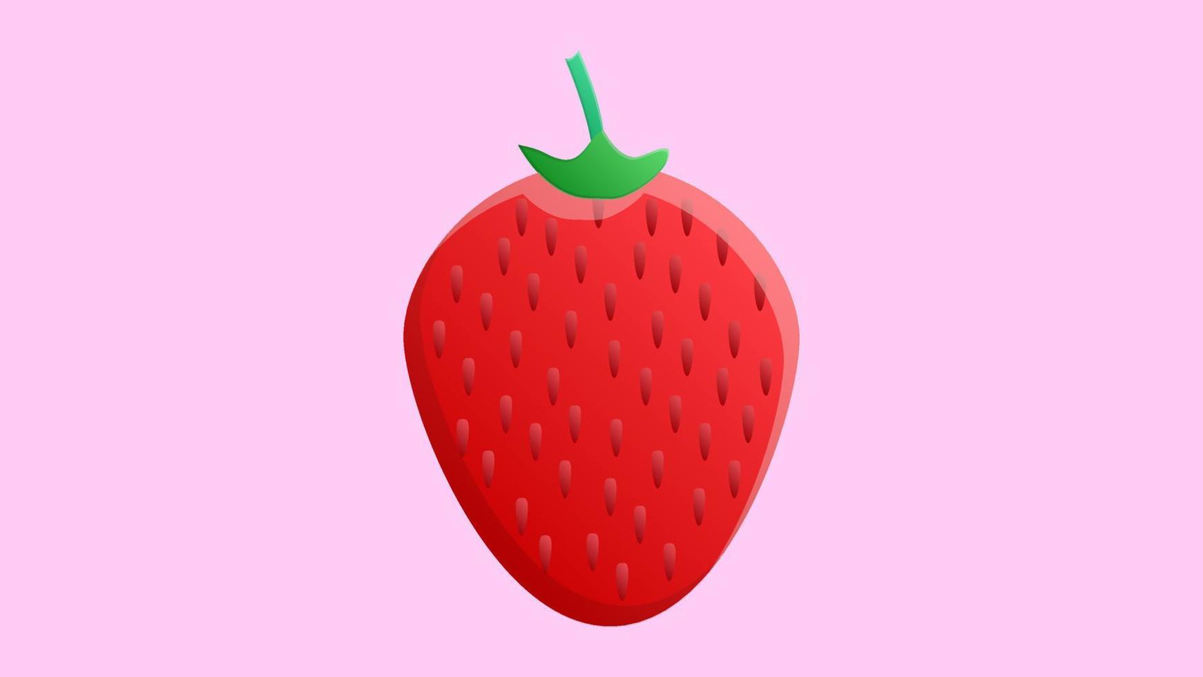 fragole su un' rosa sfondo, vettore illustrazione. delizioso dolce bacca. prodotti ecologici, agricoltura. bacca con semi su il sbucciare. fragole per salutare nutrizione e peso perdita