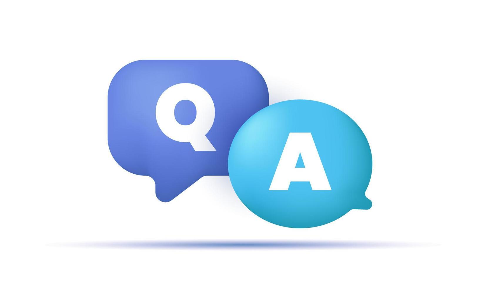 illustrazione vettore icona 3d discorso bolla q lettere domande