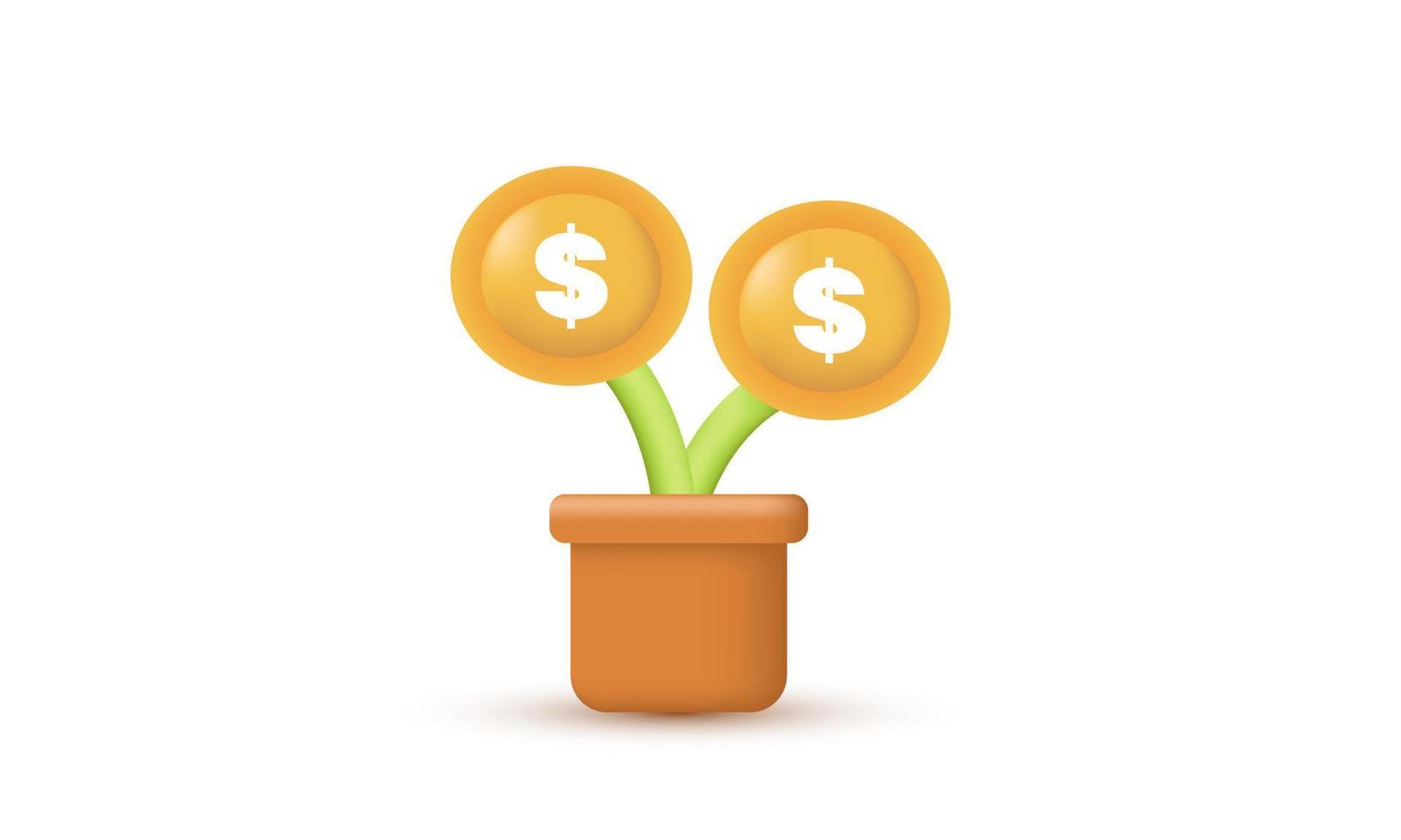 illustrazione icona i soldi albero pianta moneta dollaro attività commerciale vettore