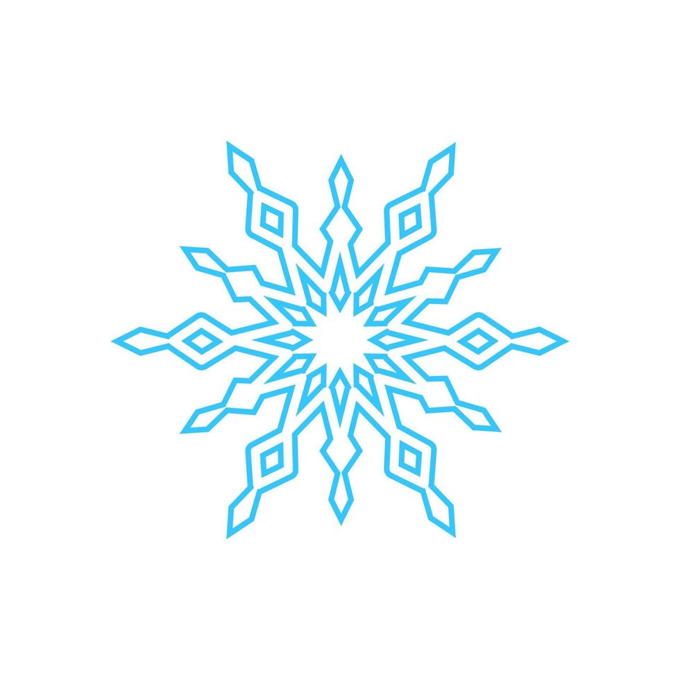 semplice fiocco di neve fatto di blu Linee. festivo decorazione per nuovo anno e Natale, simbolo di inverno, elemento per design. vettore illustrazione
