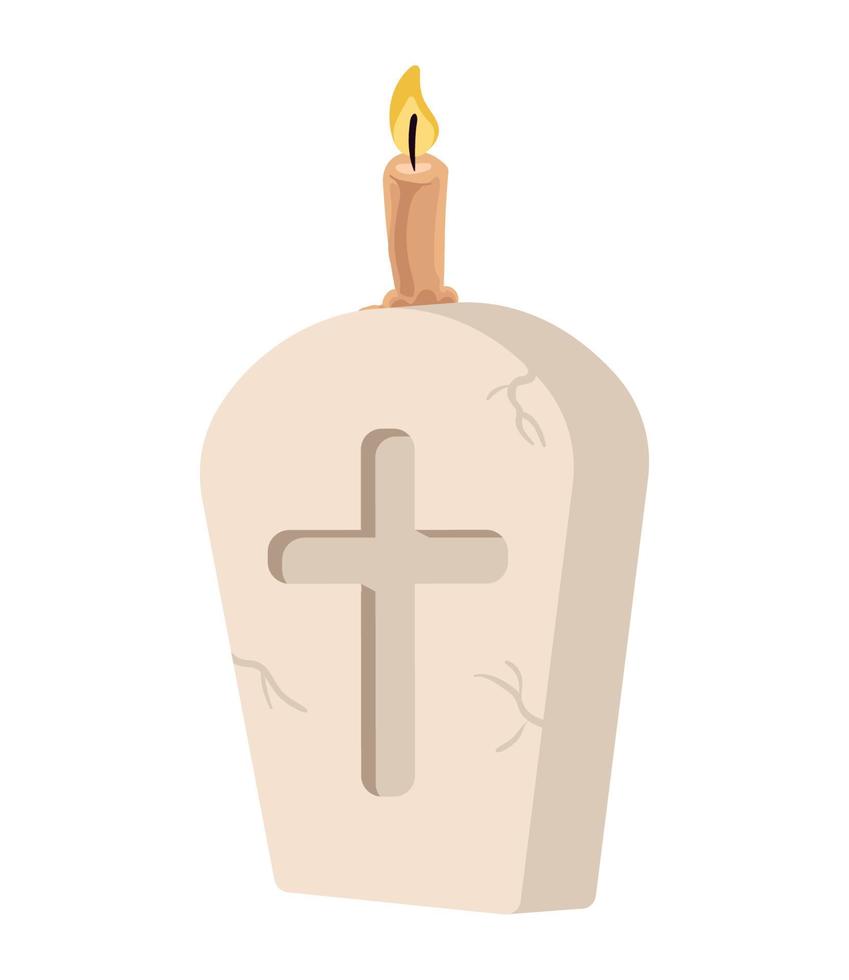 Halloween pietra sepolcrale con candela vettore