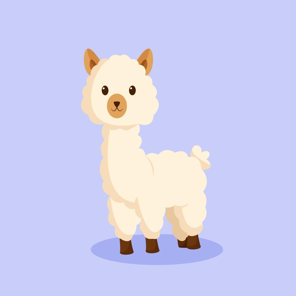 carino alpaca personaggio design illustrazione vettore