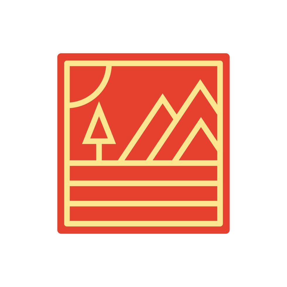 minimalista astratto tramonto spiaggia montagna logo distintivo design. logo design icona vettore illustrazione