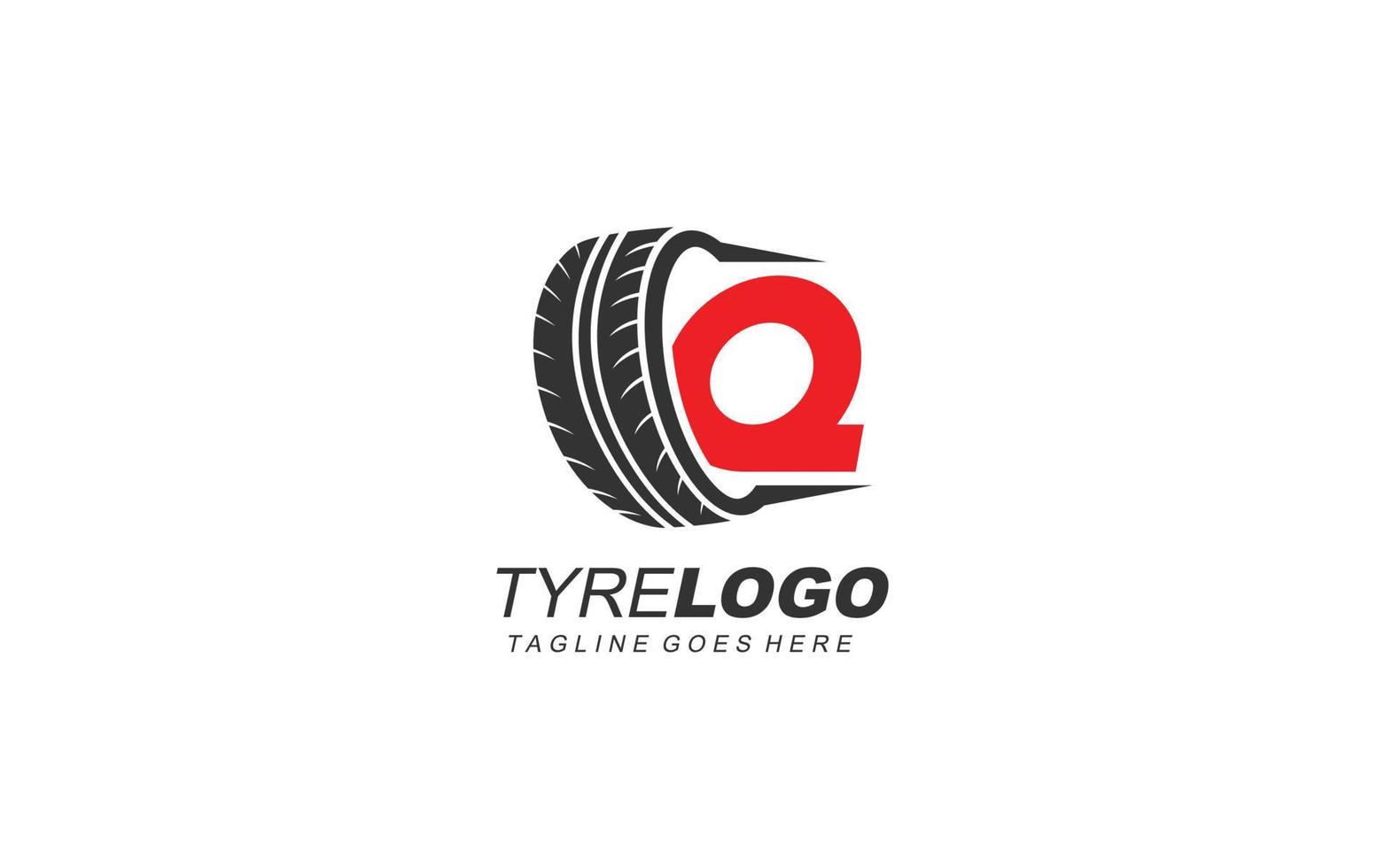 q logo pneumatico per il branding azienda. ruota modello vettore illustrazione per il tuo marca.