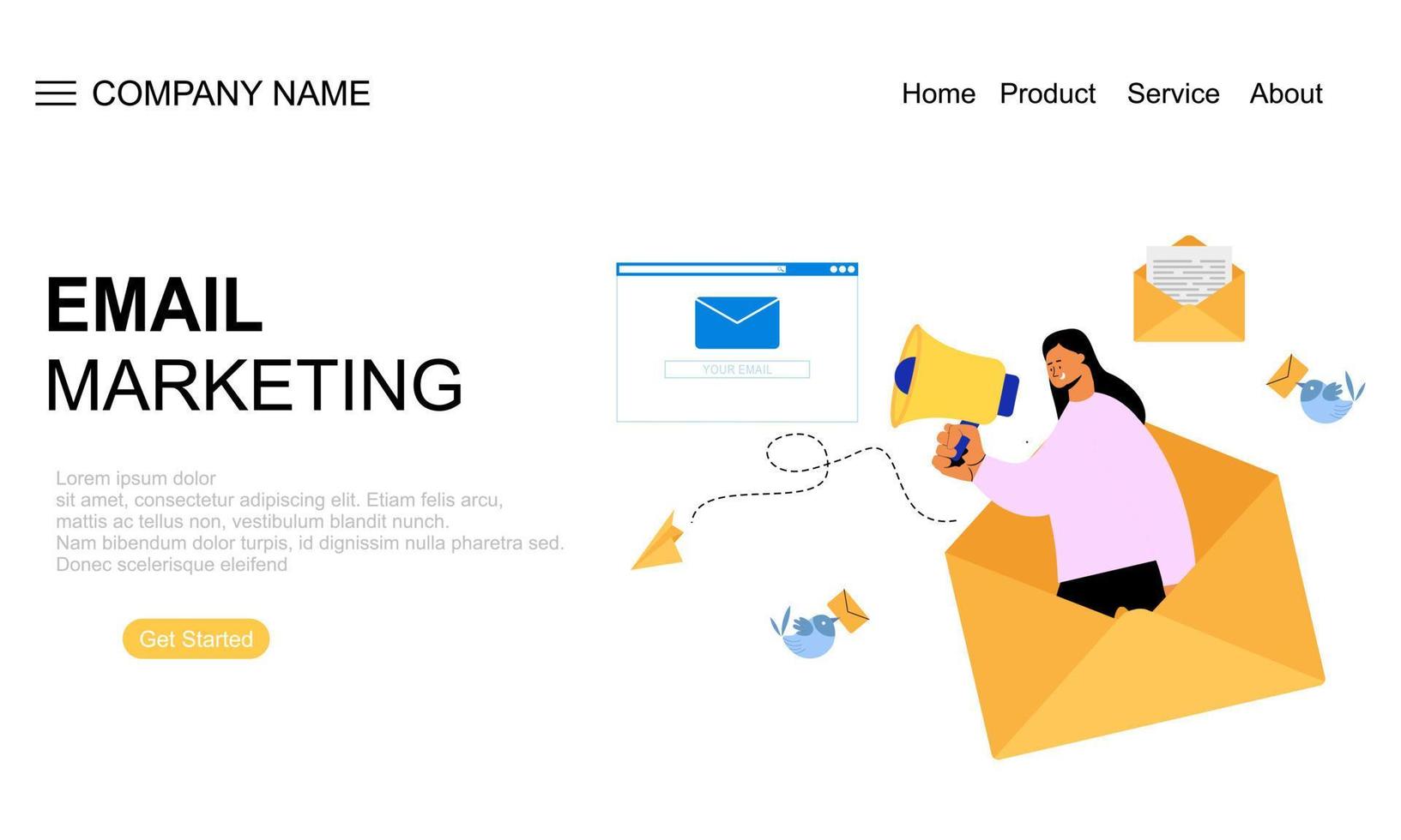 e-mail marketing concetto atterraggio pagina illustrazione vettore