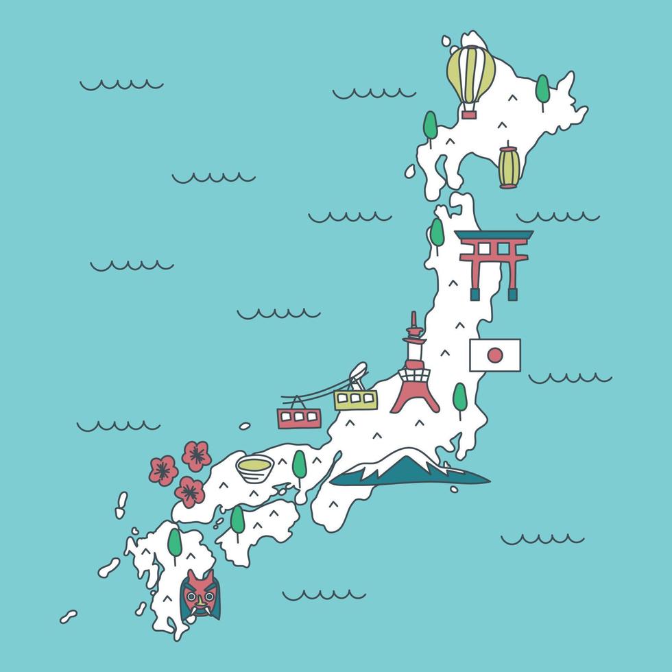 Giappone delineato carta geografica vettore